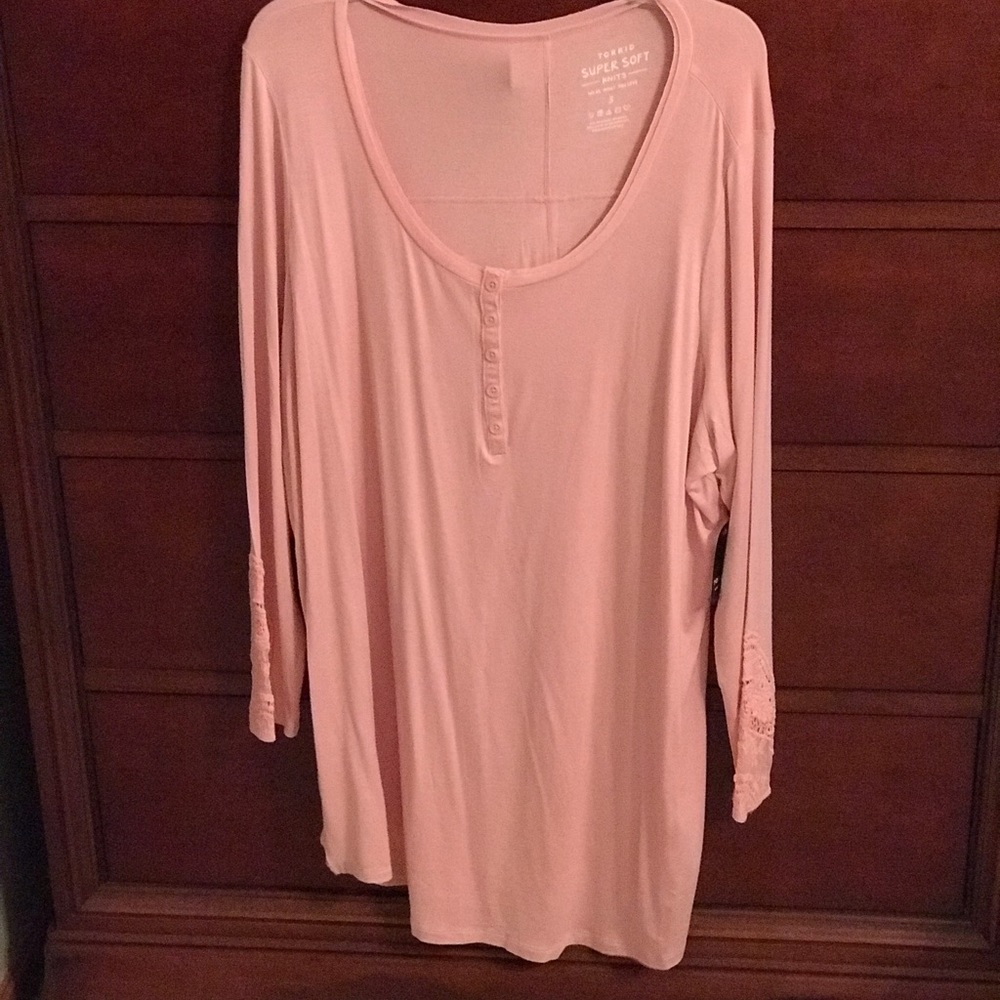 Torrid Lace Sleeve Henley Tunic